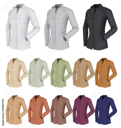 Classic womens plain shirt template. Isolated background.