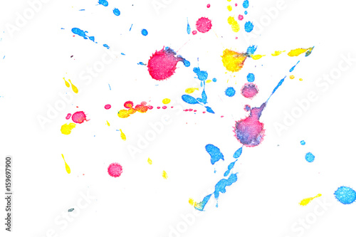 Abstract red yellow blue ink splash