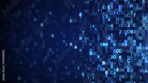 Digital data blue hex code ...