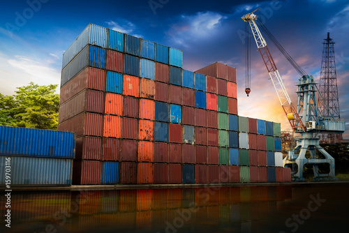 Container cargo with crane