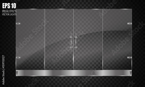 Glass door isolated on transparent background. Vector illustration