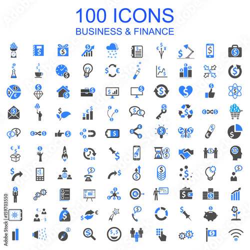 Set of 100 Business Icons - stock vector