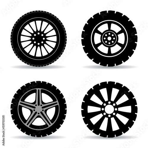 Set black tire - stock vector