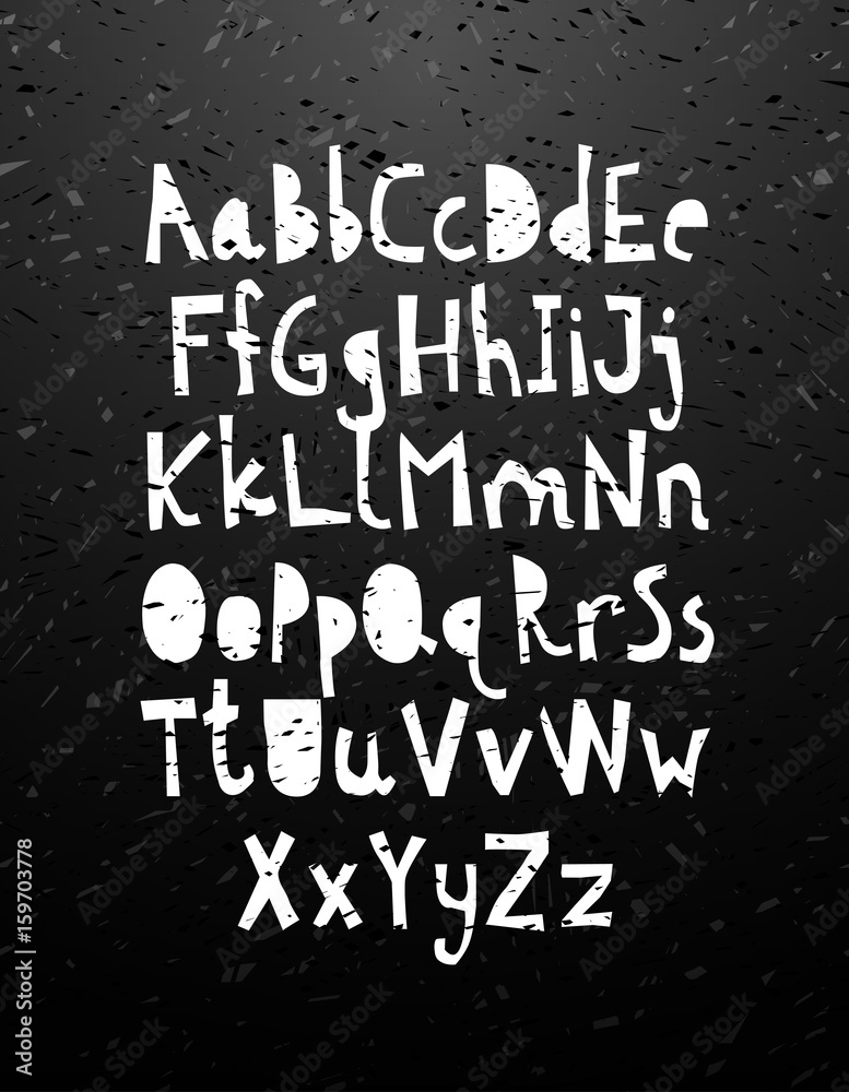 Hand cut calligraphy lettering alphabet.