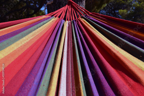 Colorful hammock on the beach in summer