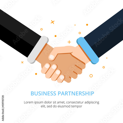 Businessman shaking hands. Vector illustration in flat style