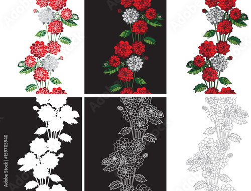 Obraz na plátně Pattern seamless flowers dahlias