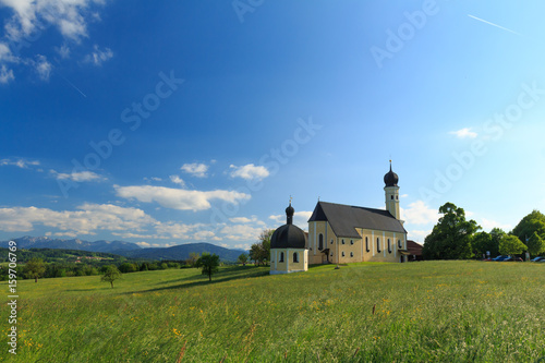 Church Wilparting in Bavaria on a sunny and cloudy day in summer