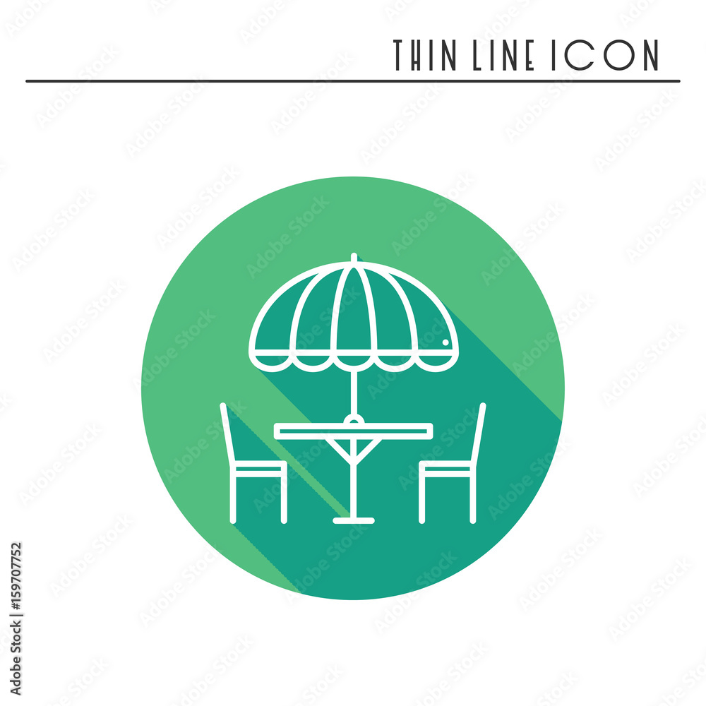 Thin line icons set. Table and chair outside. Outdoors. Silhouette street cafe, restaurant sign. Food service. Patio furniture symbol. Vector style linear icons. Isolated flat illustration. Object Thin line icons set. Table and chair outside. Outdoors. Silhouette street cafe, restaurant sign. Food service. Patio furniture symbol. Vector style linear icons. Isolated flat illustration. Object