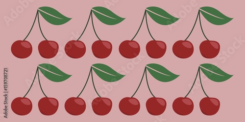 ciliege con sfondo rosa illustrazione vettoriale