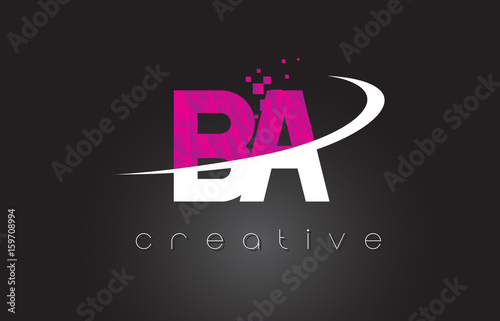 BA B A Creative Letters Design With White Pink Colors