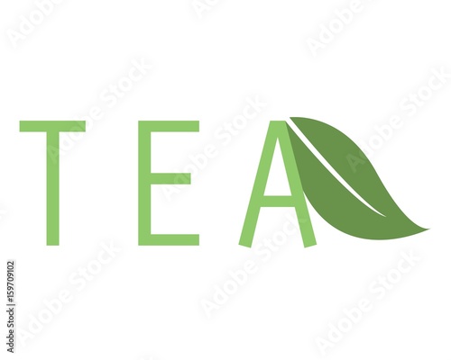 tea logo vettoriale con foglia verde 