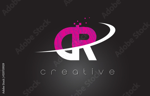 CR C R Creative Letters Design With White Pink Colors