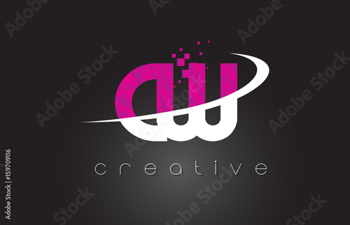 CW C W Creative Letters Design With White Pink Colors