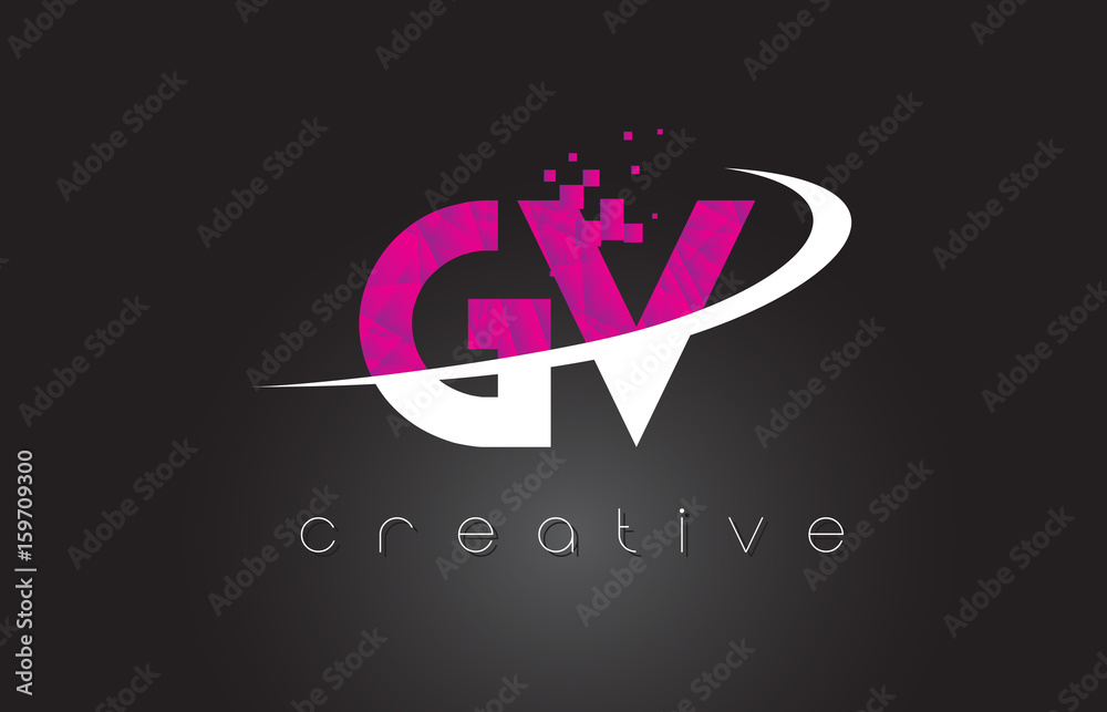 Obraz premium GV G V Creative Letters Design With White Pink Colors