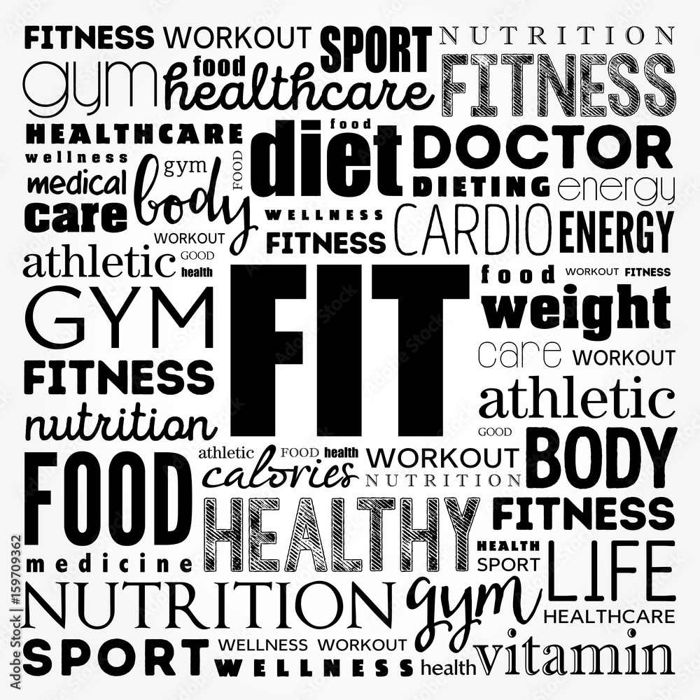 Fototapeta premium FIT word cloud collage background, health concept