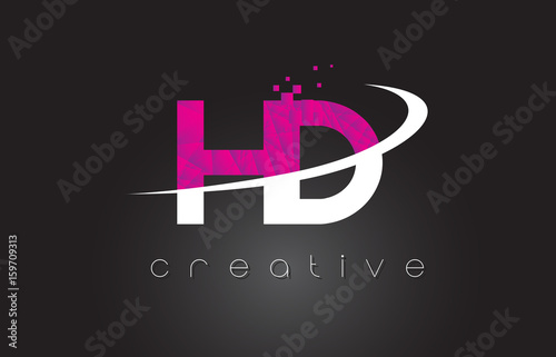 HD H D Creative Letters Design With White Pink Colors