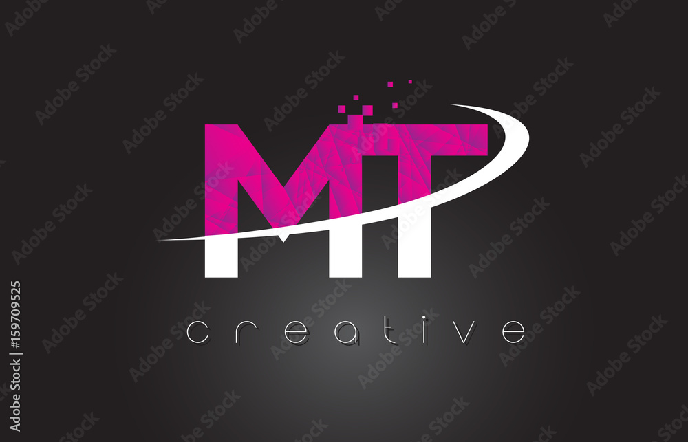 MT M T Creative Letters Design With White Pink Colors