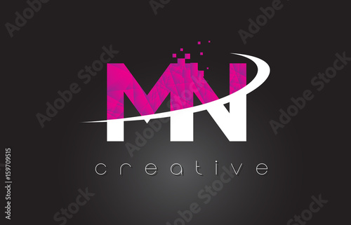 MN M N Creative Letters Design With White Pink Colors