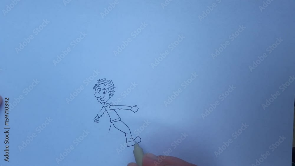 cartoon tekenaar tekent een strip van een jongen