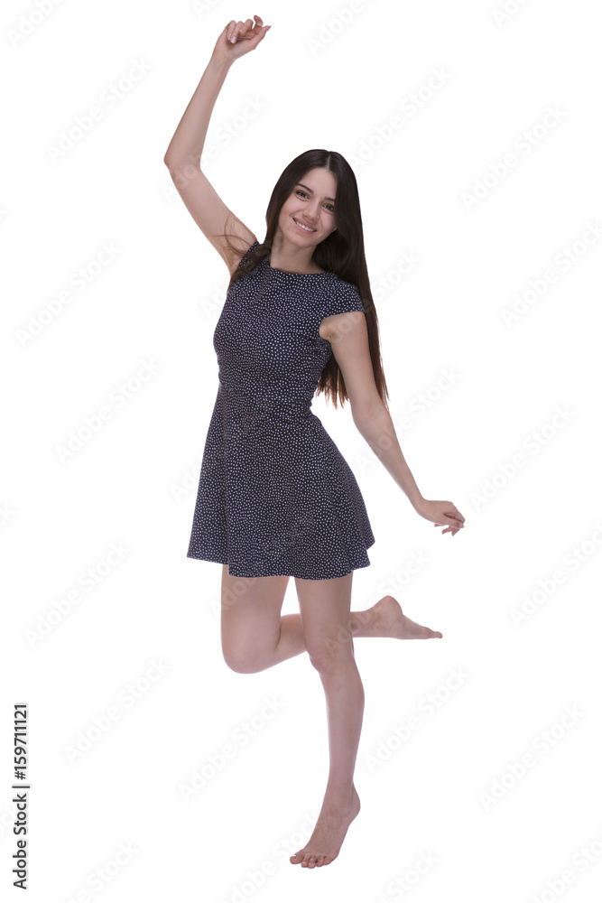 Smiling barefoot woman, isolated on white background Smiling barefoot woman, isolated on white background