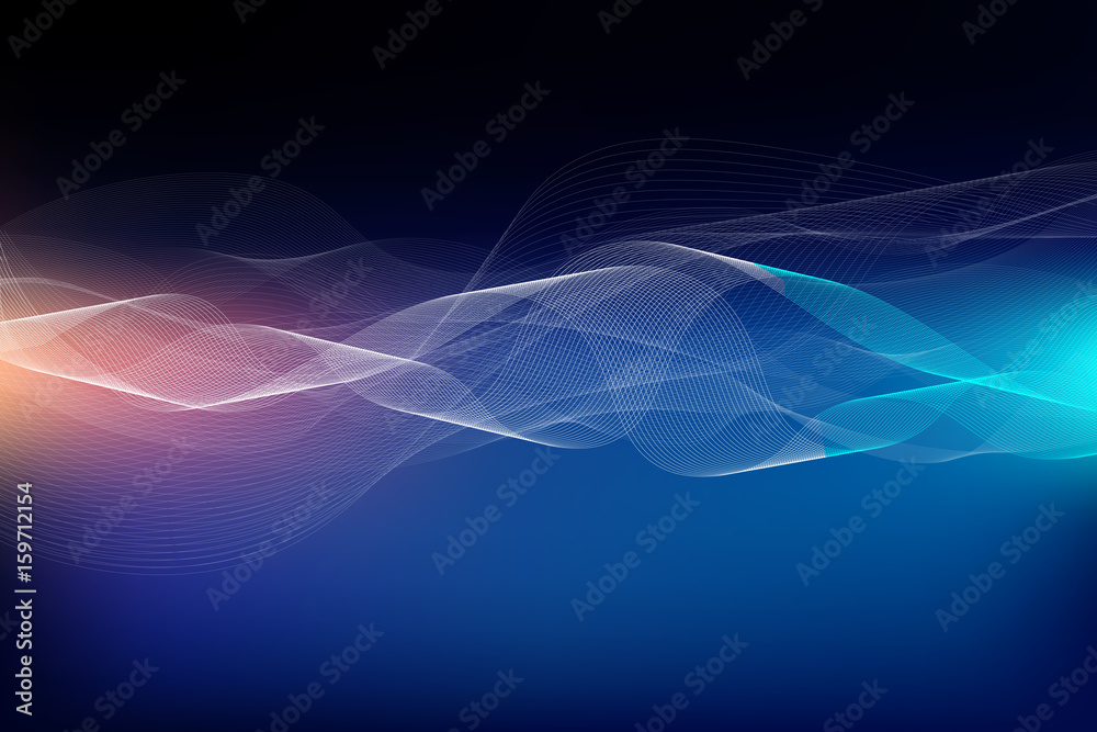 Dynamic interplay of attractive forms and lines on the subject of modern technologies, communications, energy, motion and space on dark blue background, Vector Dynamic interplay of attractive forms and lines on the subject of modern technologies, communications, energy, motion and space on dark blue background, Vector