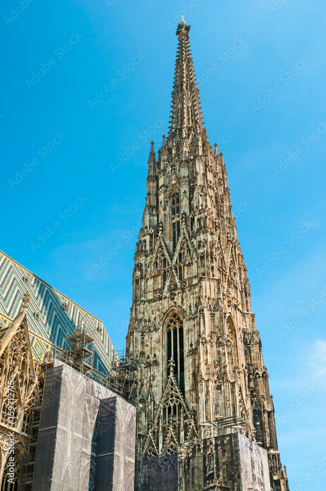 St. Stephan Cathedral against blue sky in Vienna, Austria