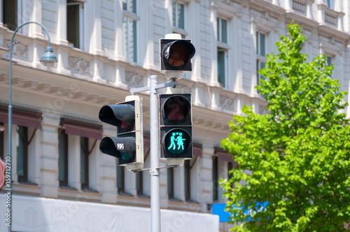 Green traffic light in Vienna, Austria