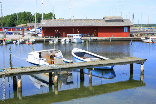 Idyllic harbour of Asaa in Jutland, Denmark