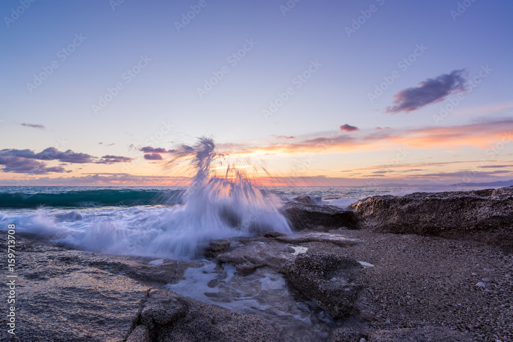 Fototapeta premium Sunset at the beach in Greece