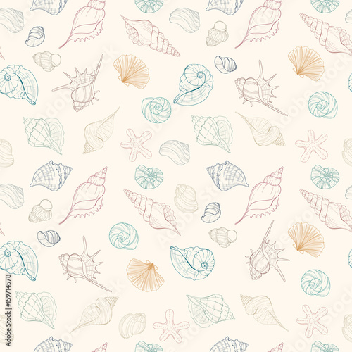 Seashell seamless pattern