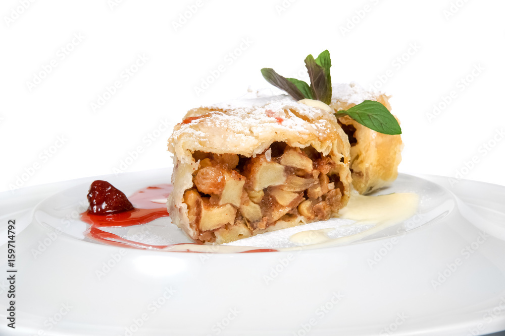 Desserts of Austrian cuisine on a white background Desserts of Austrian cuisine on a white background