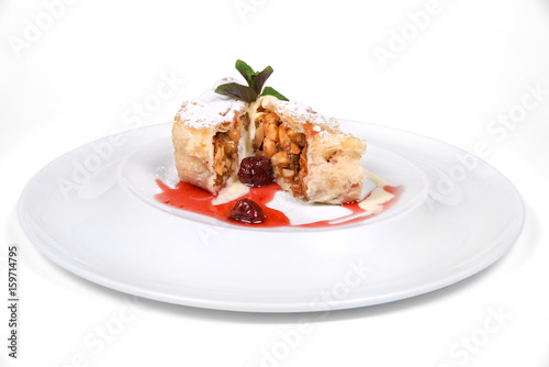 Desserts of Austrian cuisine on a white background