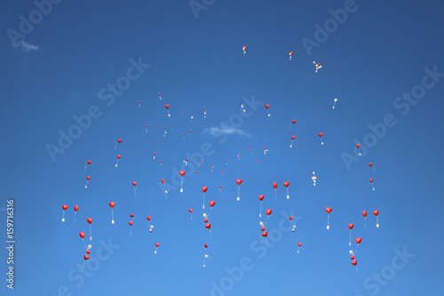 Himmel Luftballons Liebe rot weiß blau Party Feier