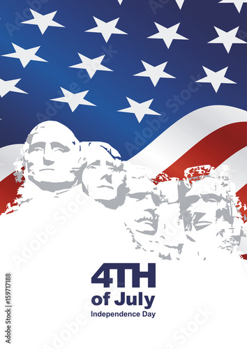4th July Independence Day Rushmore USA flag