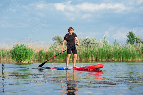 SUP stand up man with a paddle 06 © serguastock