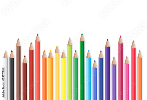colored pencils row with wave on lower side,vector