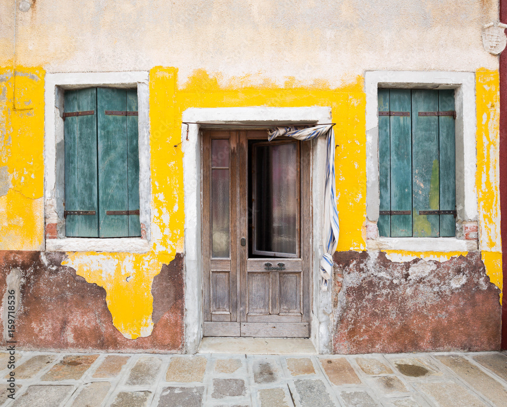 Fototapeta premium Colourful wall of picturesque house