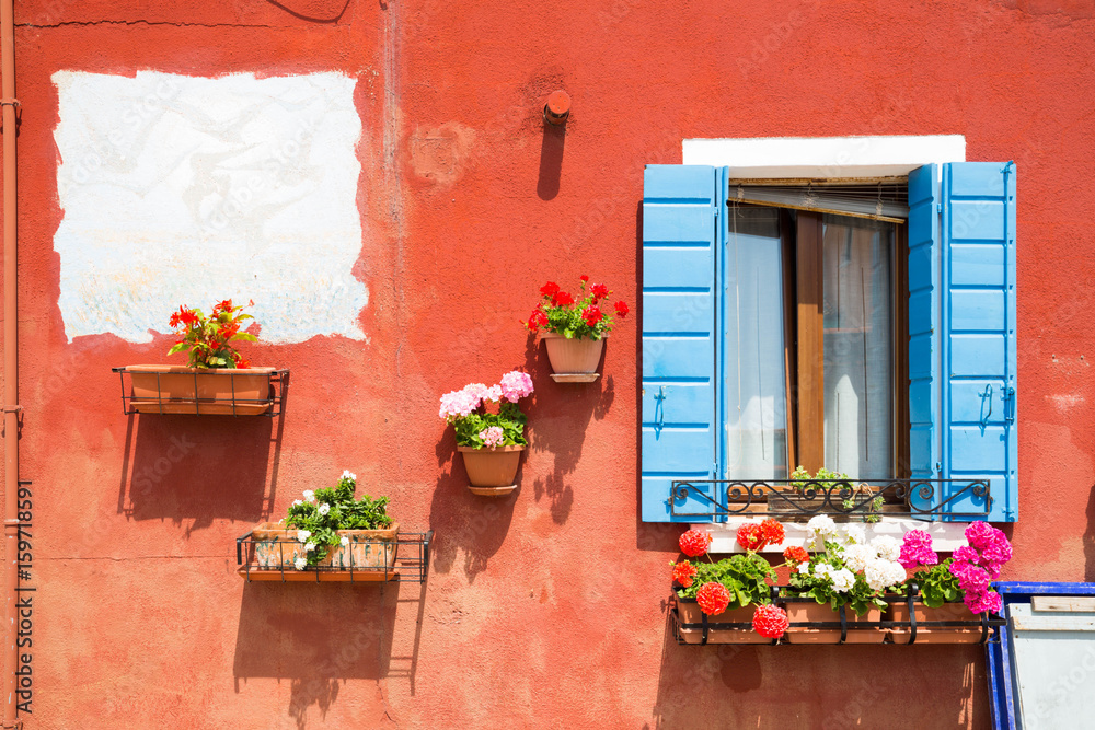 Colourful wall of picturesque house