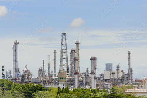The refinery plant with the day light scene.The petrochemical industry.