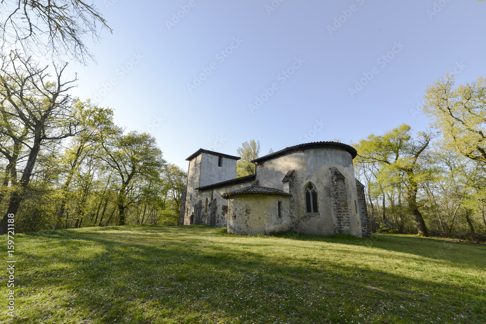 Eglise Saint Michel du Vieux Lugo XIe, Lugo, Parc naturel régional des Landes de Gascogne, Gironde Eglise Saint Michel du Vieux Lugo XIe, Lugo, Parc naturel régional des Landes de Gascogne, Gironde