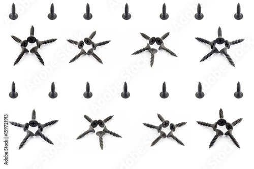 Background pattern five-pointed stars and lines of isolated screws