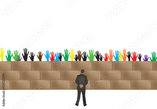 muro con mani colorate immigrazione clandestina