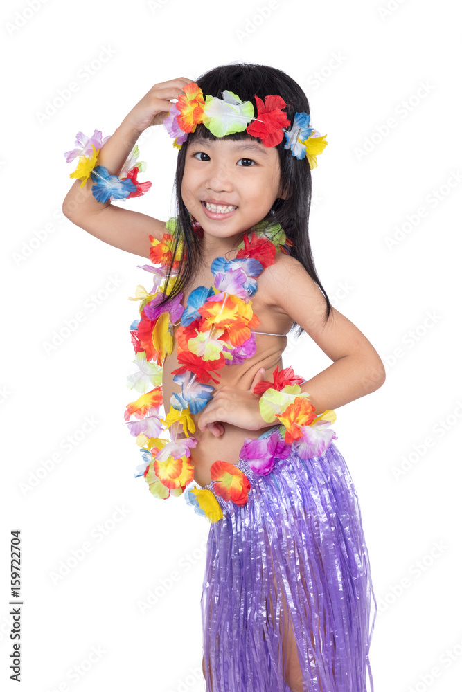 Asian Chinese little girl in hawaiian costume Stock Photo Adobe Stock