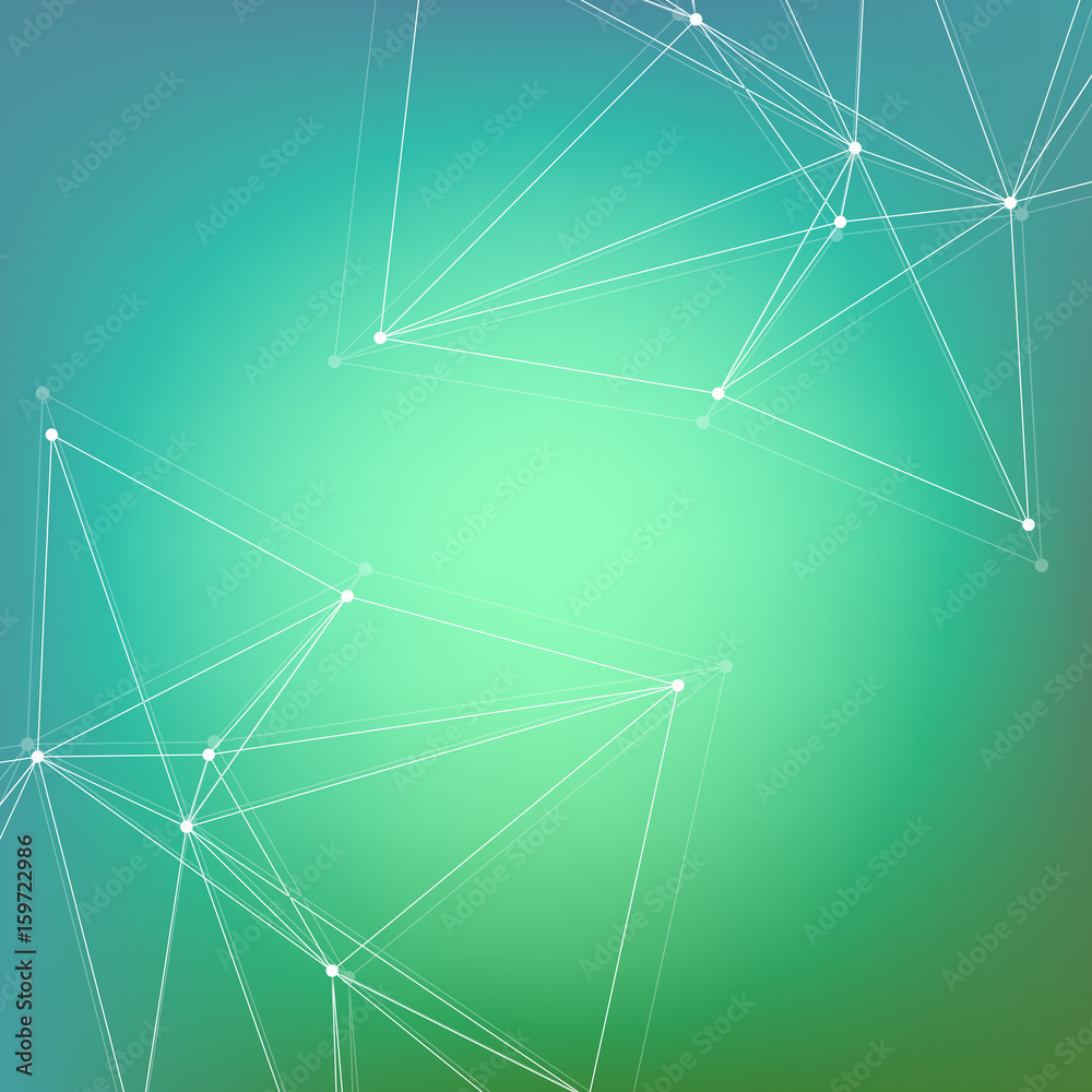 Obraz premium Geometric abstract background with connected line and dots. Structure molecule and communication. Scientific concept for your design. Medical, technology, science background. Vector illustration.