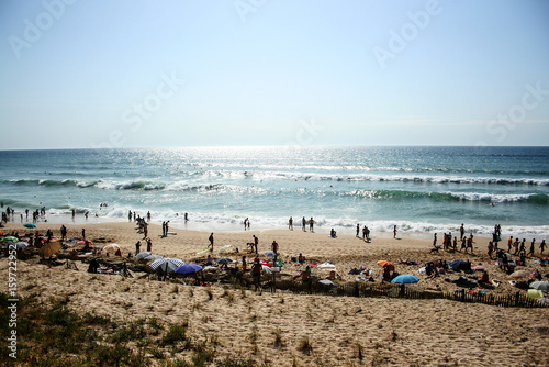 lacanau ocean france beach with surfers photo