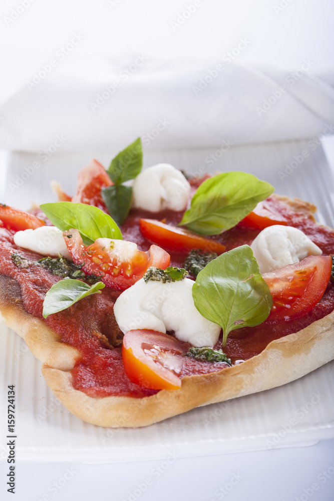 pizza pomodoro, vegetarian and homemade isolated on white background pizza pomodoro, vegetarian and homemade isolated on white background