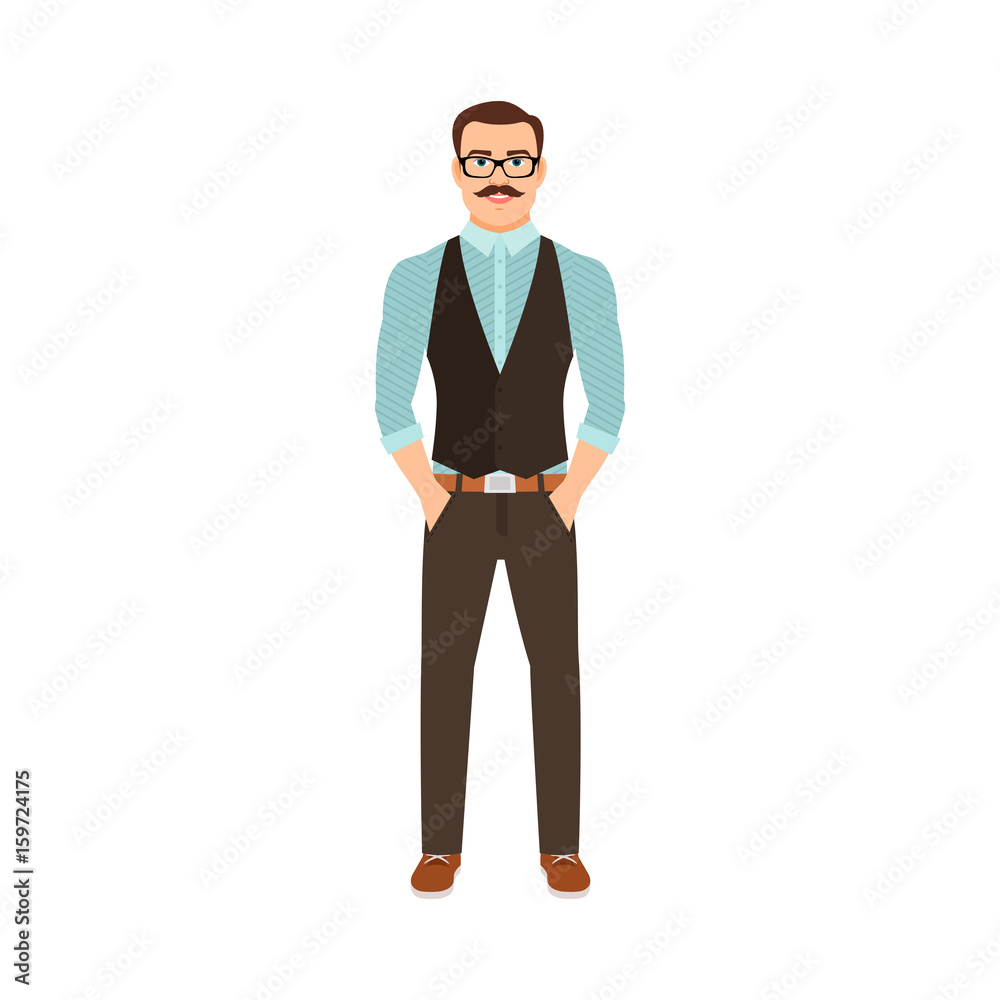 Man in hipster style clothes