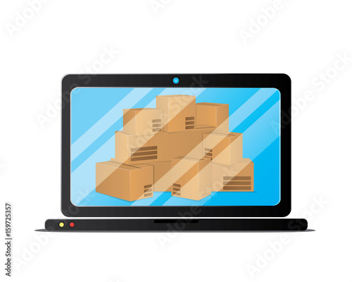 online shopping package with laptop