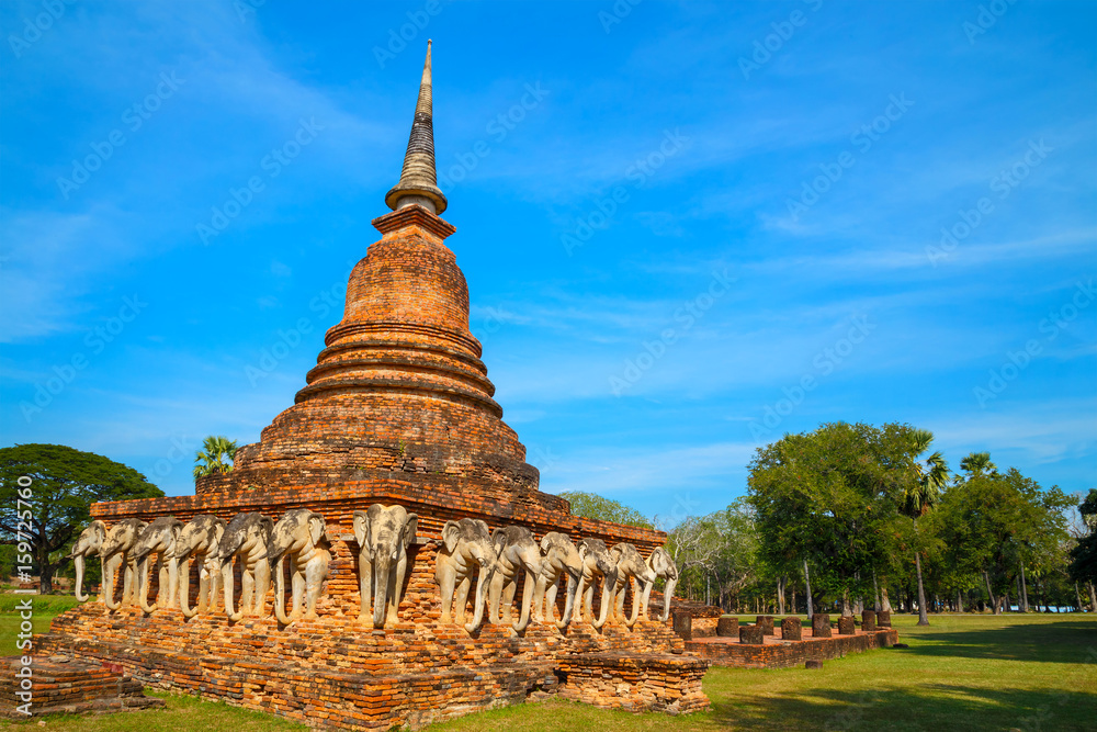 Wat Sorasak Temple at Sukhothai Historical Park, a UNESCO World Heritage Site in Thailand